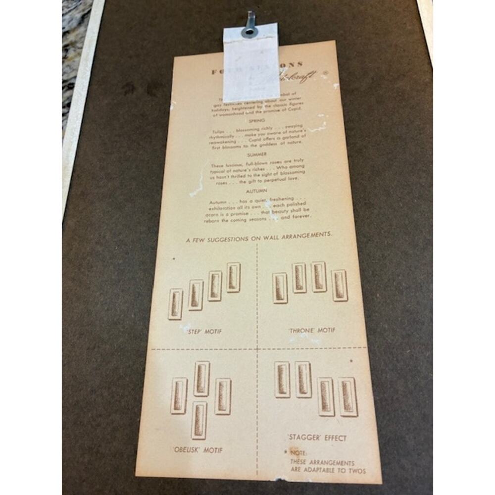 Vintage Mid Century FOUR SEASONS by METALCRAFT Floral Wall Art 15 x 8 Set of 4 - Picture 7 of 7